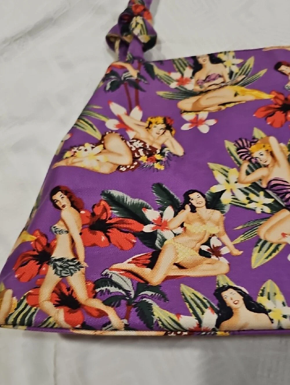 Purple Tropical Pin-Up Print Women's Shoulder Bag